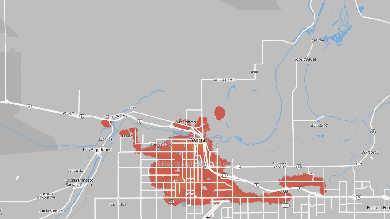 Transit Grade map of Winterhaven, CA