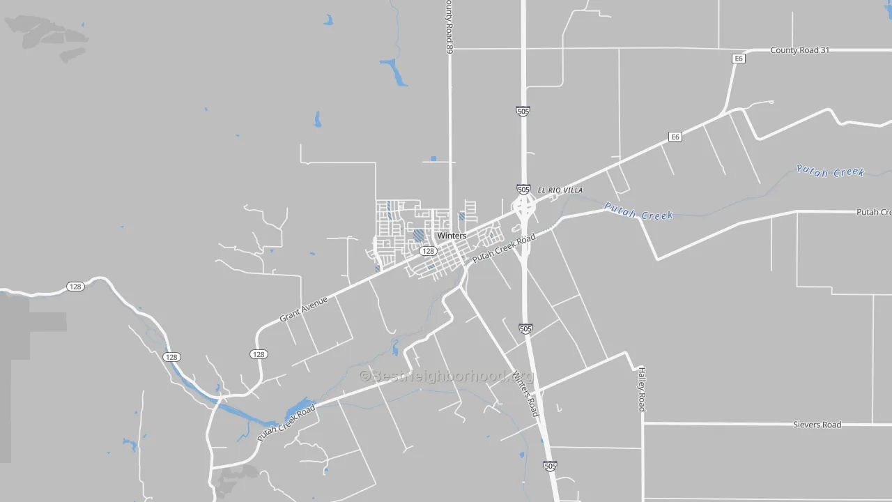 Transit Grade map of Winters, CA