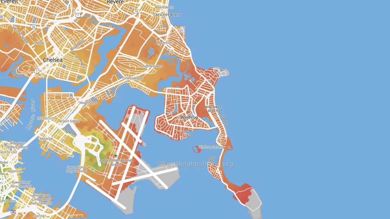 Transit Grade map of Winthrop Town, MA