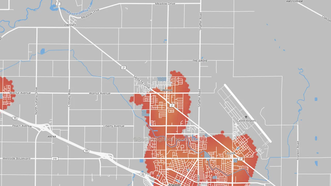 Transit Grade map of Winton, CA