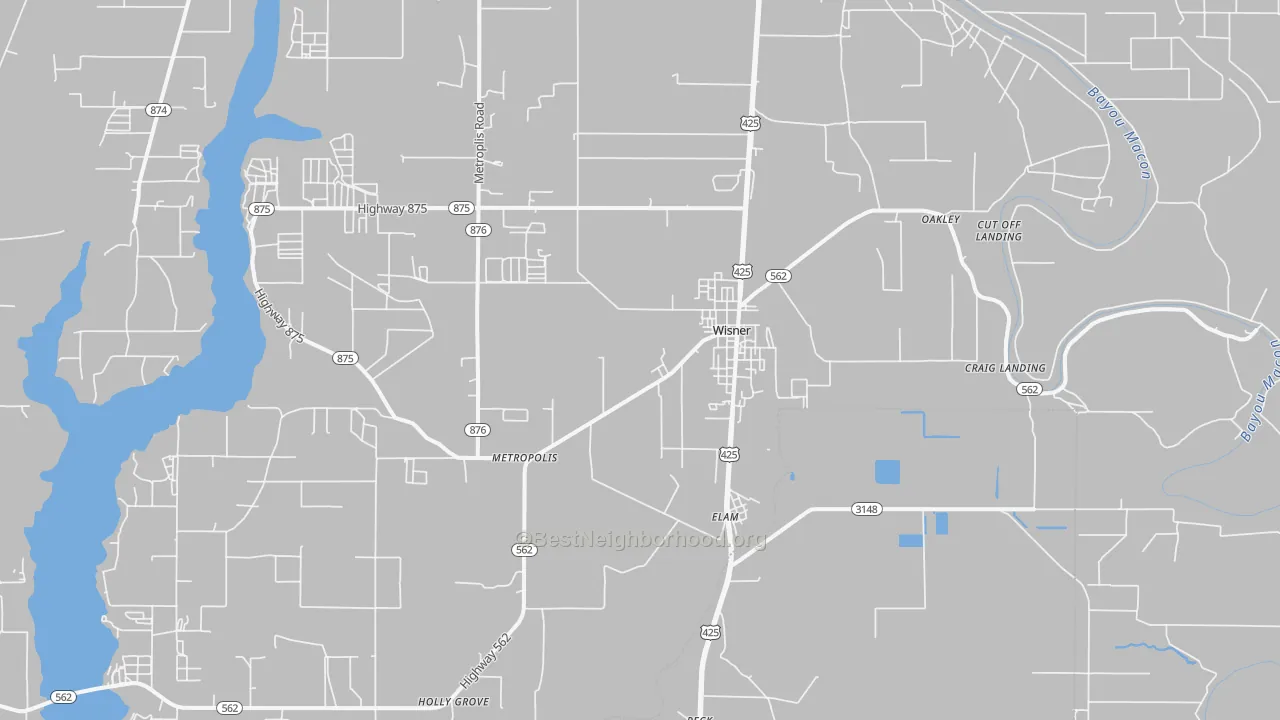 Transit Grade map of Wisner, LA