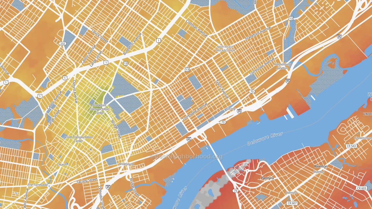 Transit Grade map of Wissanoning, Philadelphia, PA