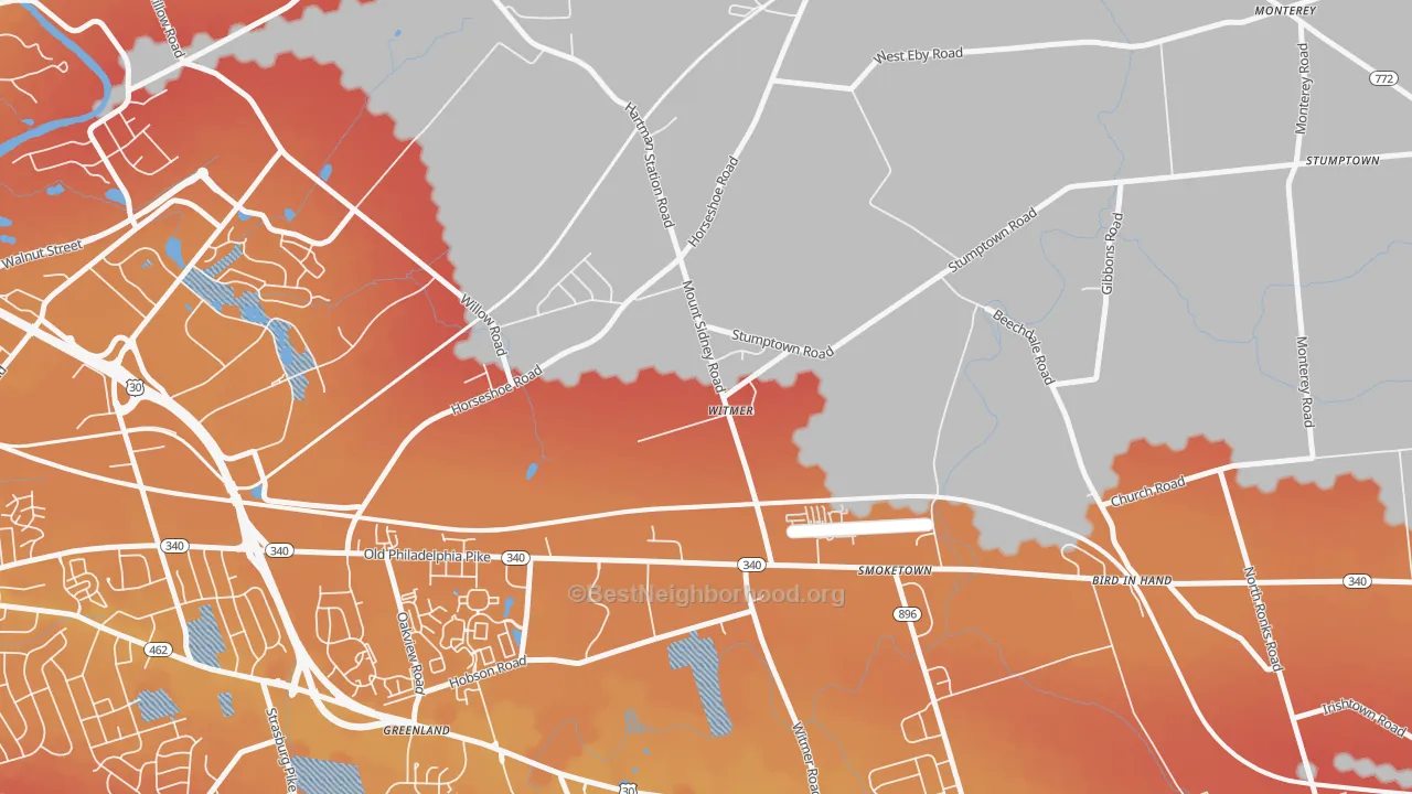 Transit Grade map of Witmer, PA