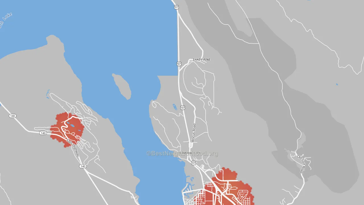 Transit Grade map of Wocus, OR