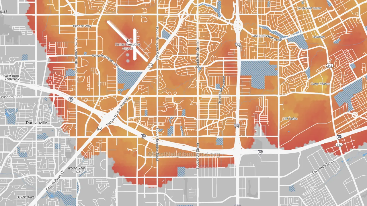 Transit Grade map of Wolf Creek, Dallas, TX