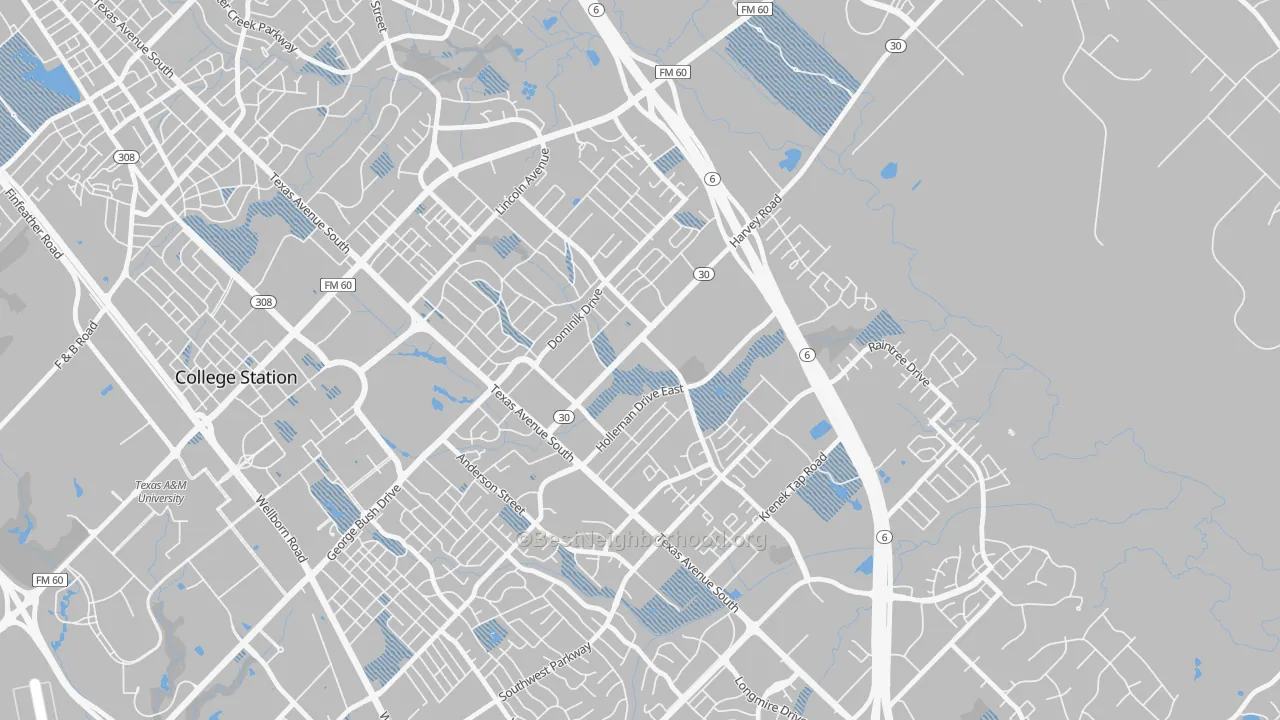 Transit Grade map of Wolf Pen Creek District, College Station, TX