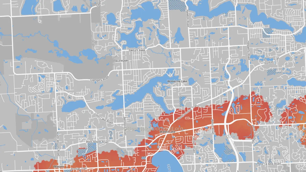Transit Grade map of Wolverine Lake, MI