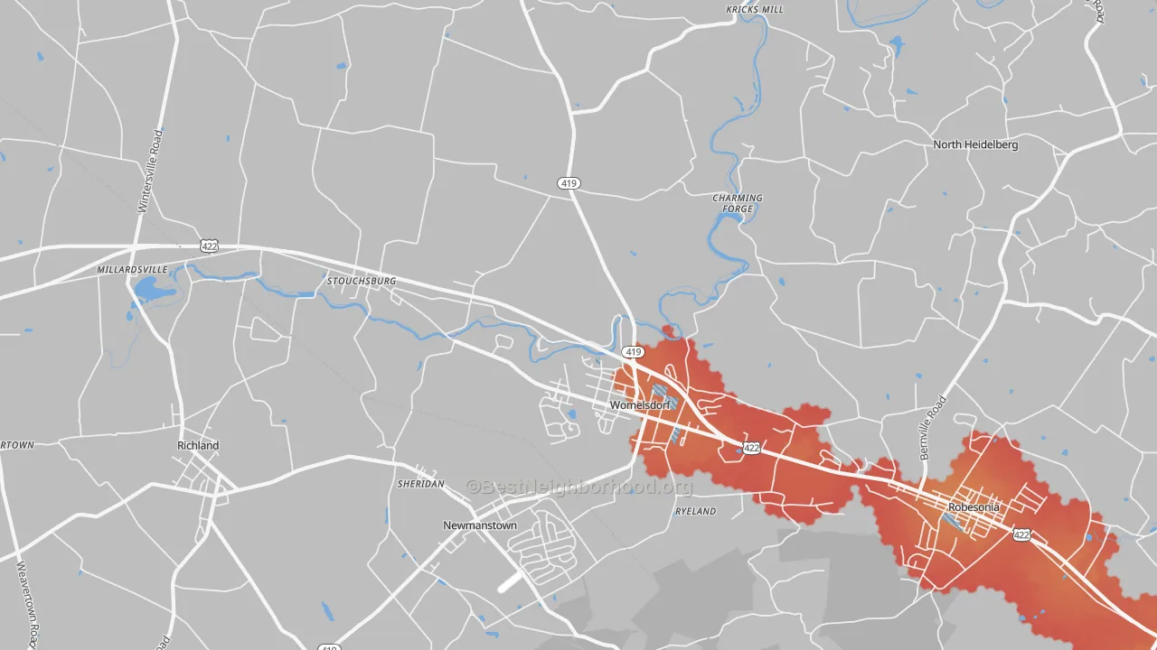 Transit Grade map of Womelsdorf, PA