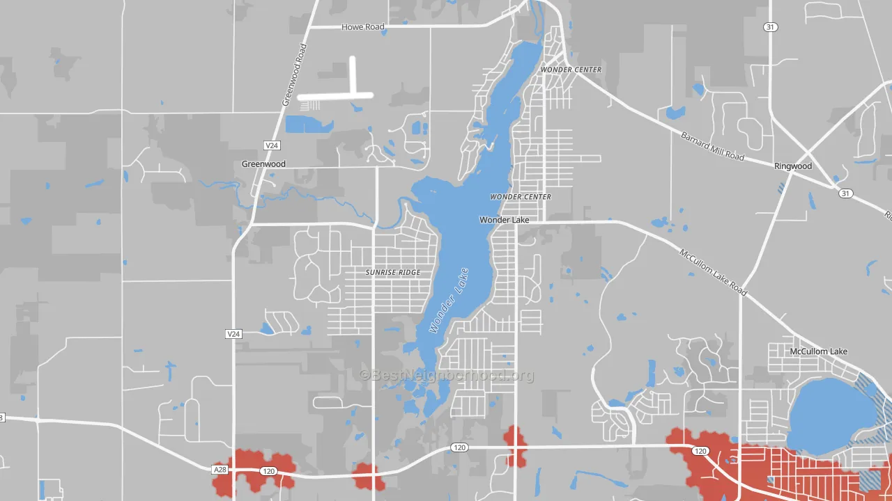 Transit Grade map of Wonder Lake, IL