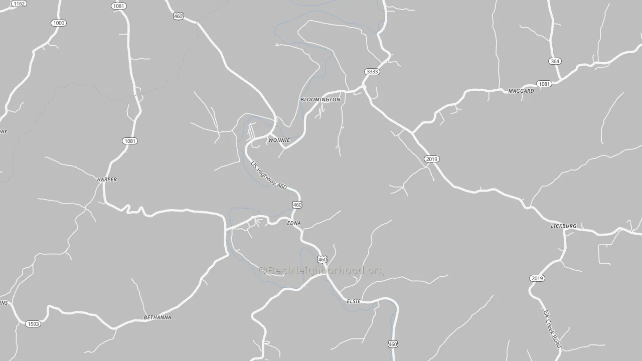 Transit Grade map of Wonnie, KY