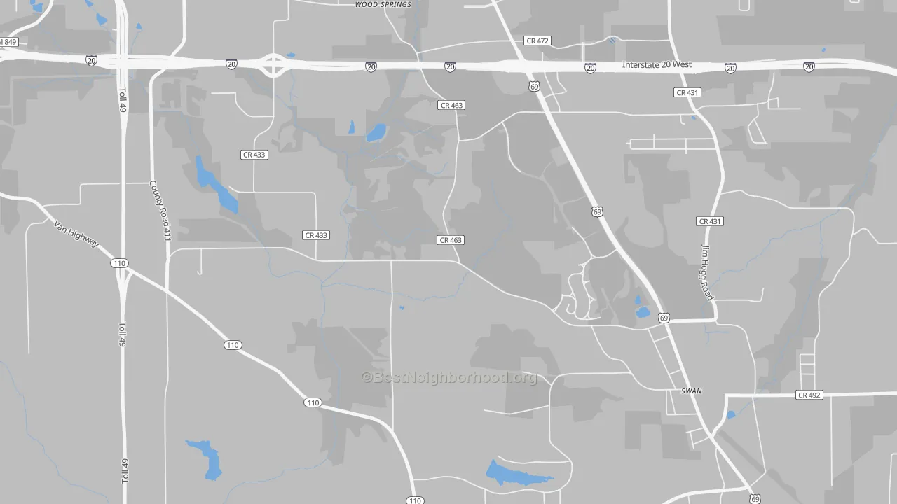 Transit Grade map of Wood Springs, TX