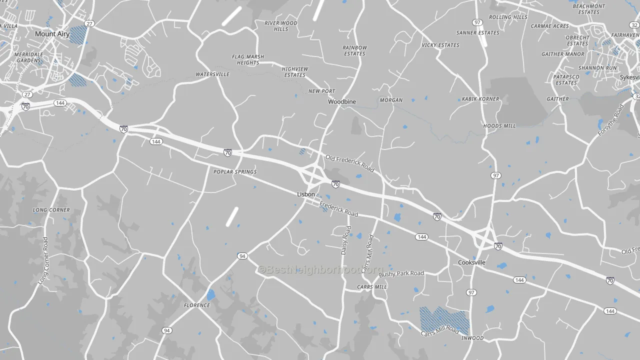 Transit Grade map of Woodbine, MD