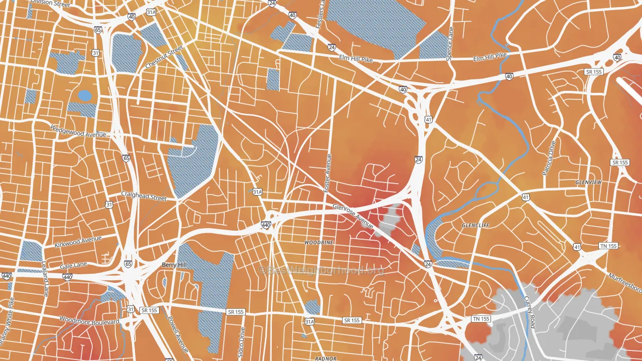 Transit Grade map of Woodbine, Nashville, TN