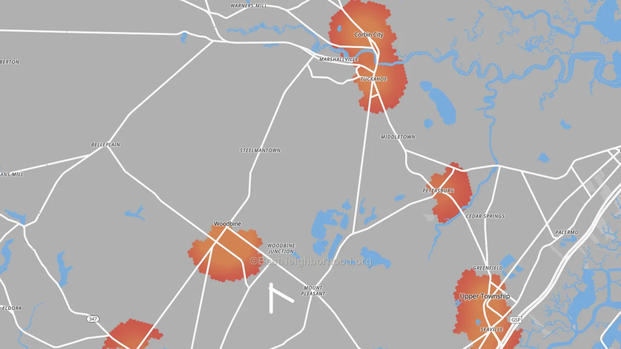 Transit Grade map of Woodbine, NJ