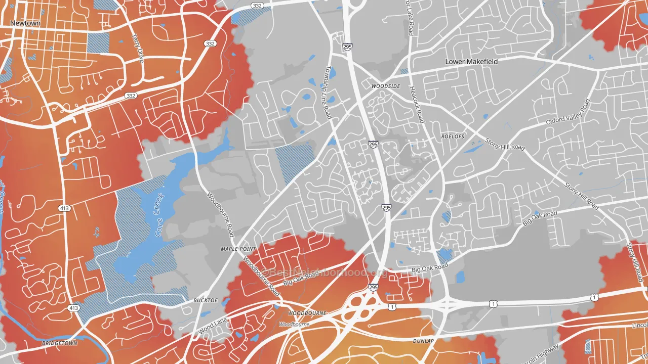 Transit Grade map of Woodbourne, PA