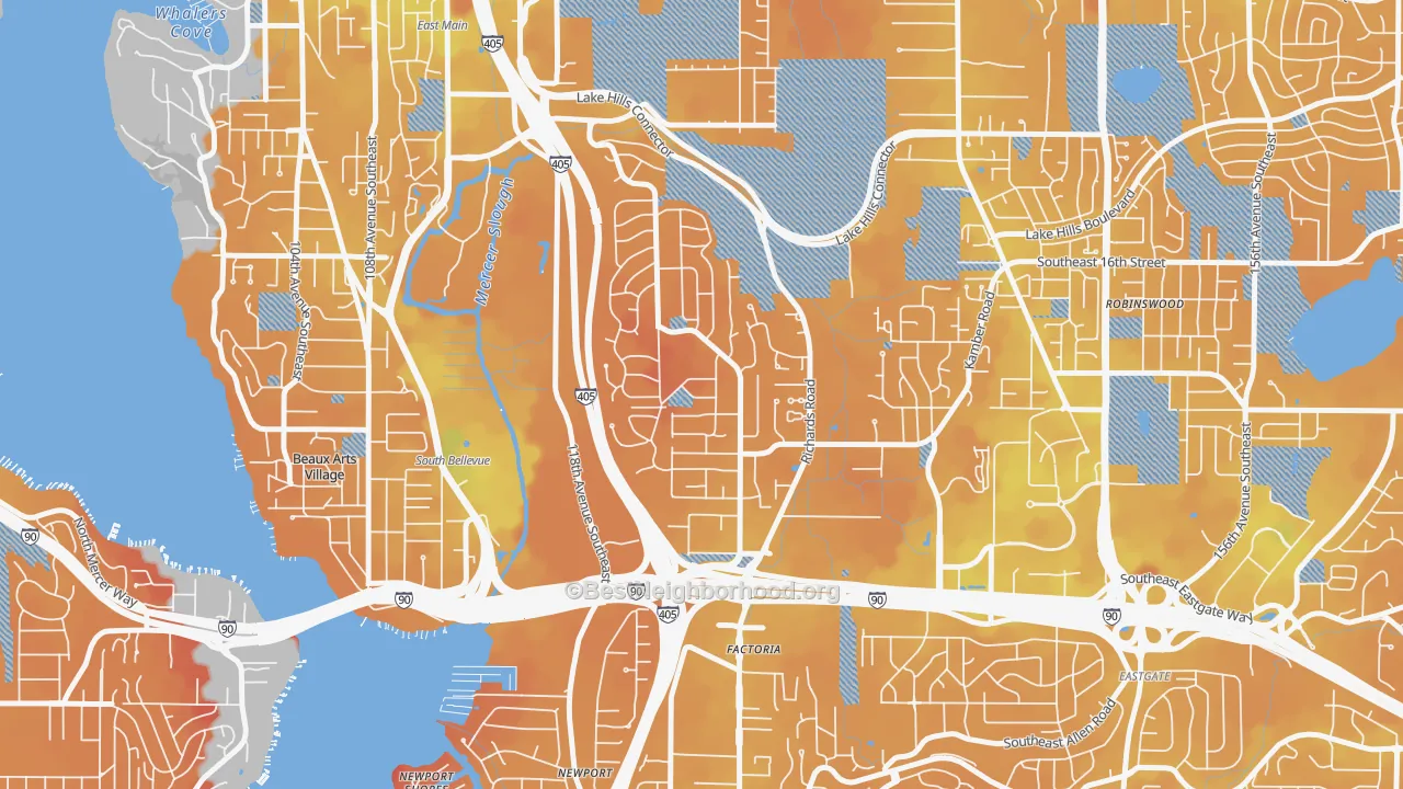 Transit Grade map of Woodbridge, Bellevue, WA