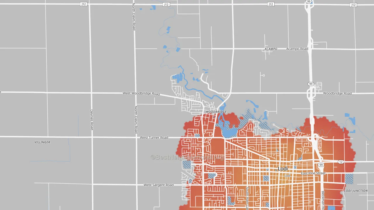 Transit Grade map of Woodbridge, CA