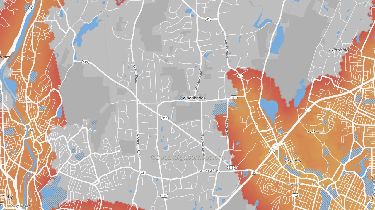 Transit Grade map of Woodbridge, CT