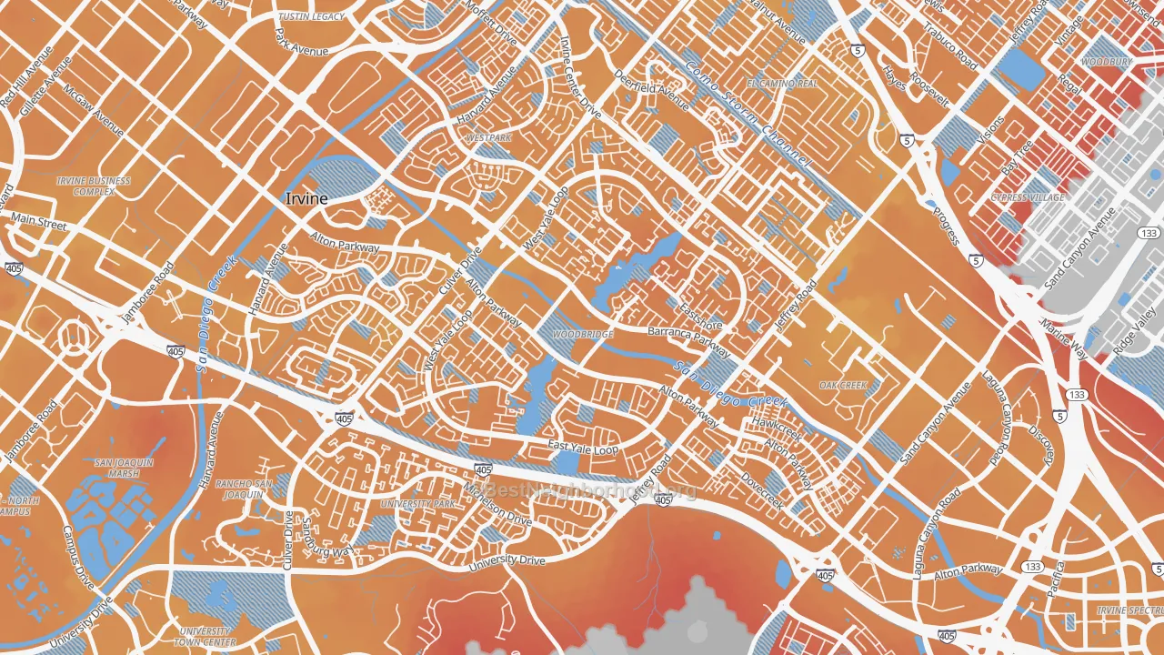 Transit Grade map of Woodbridge, Irvine, CA