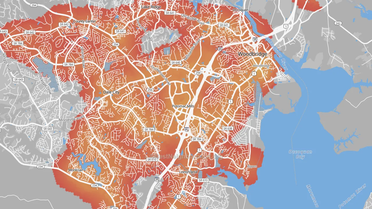 Transit Grade map of Woodbridge, VA