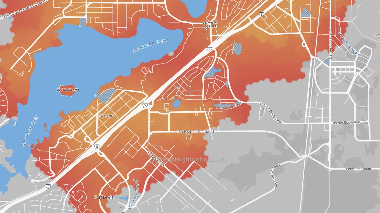 Transit Grade map of Woodbrook, Lakewood, WA