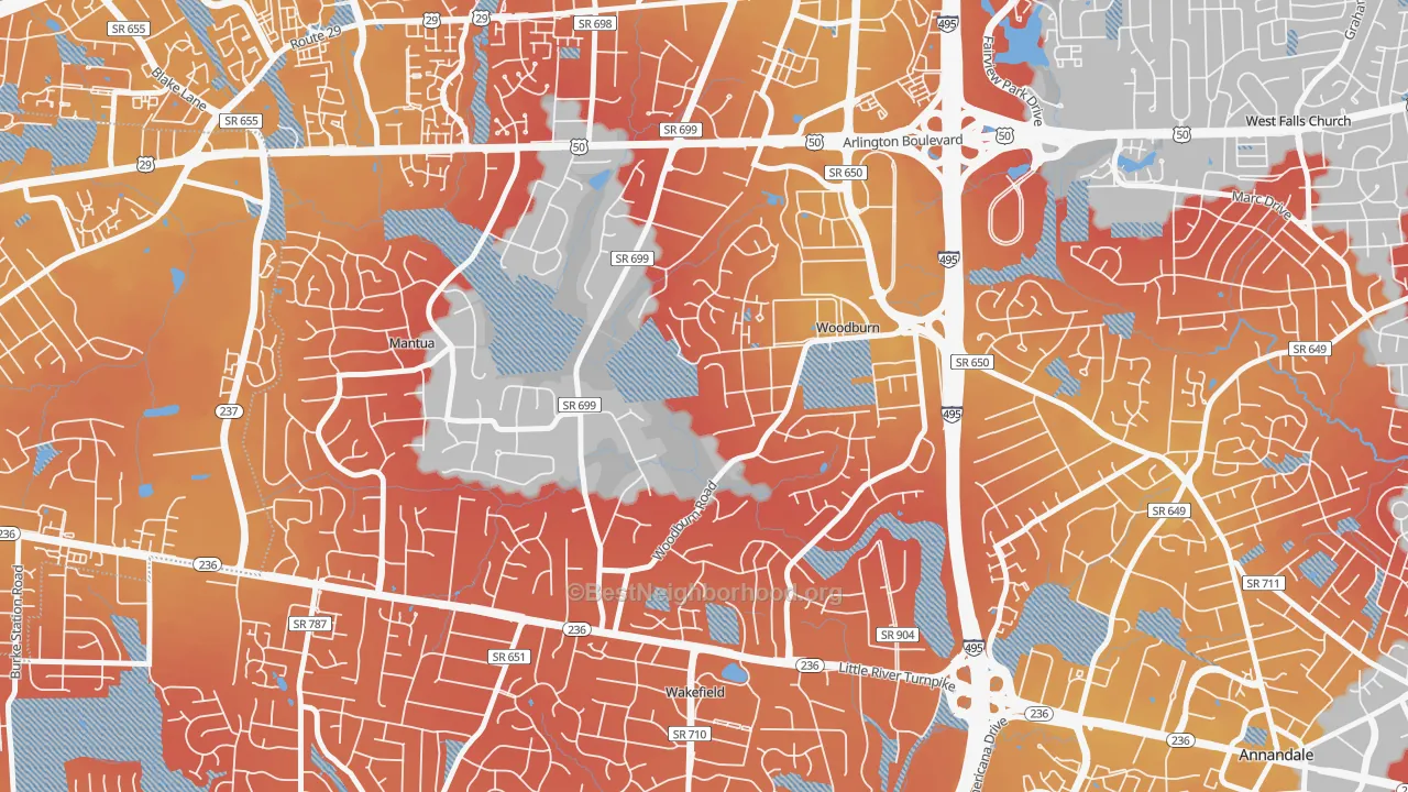 Transit Grade map of Woodburn, VA