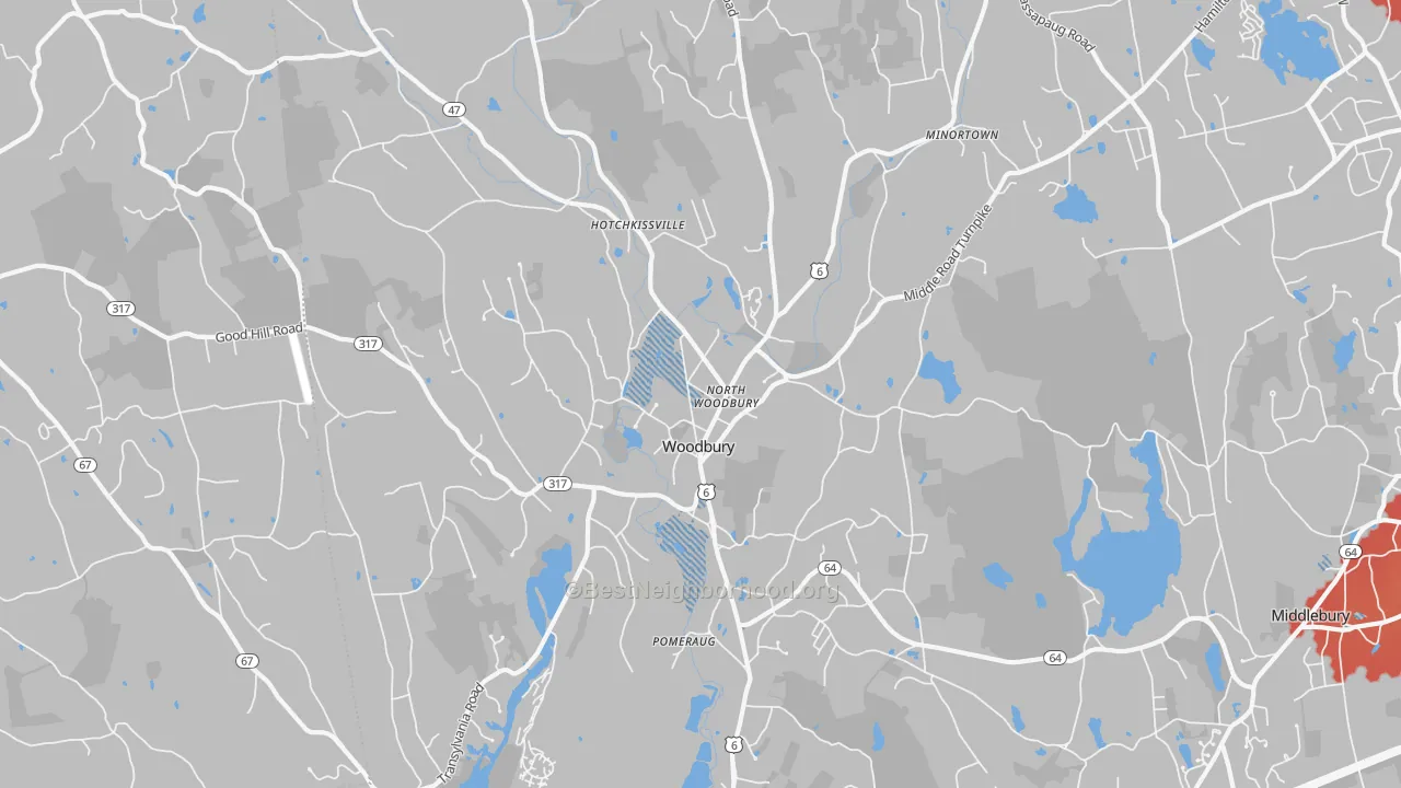 Transit Grade map of Woodbury, CT