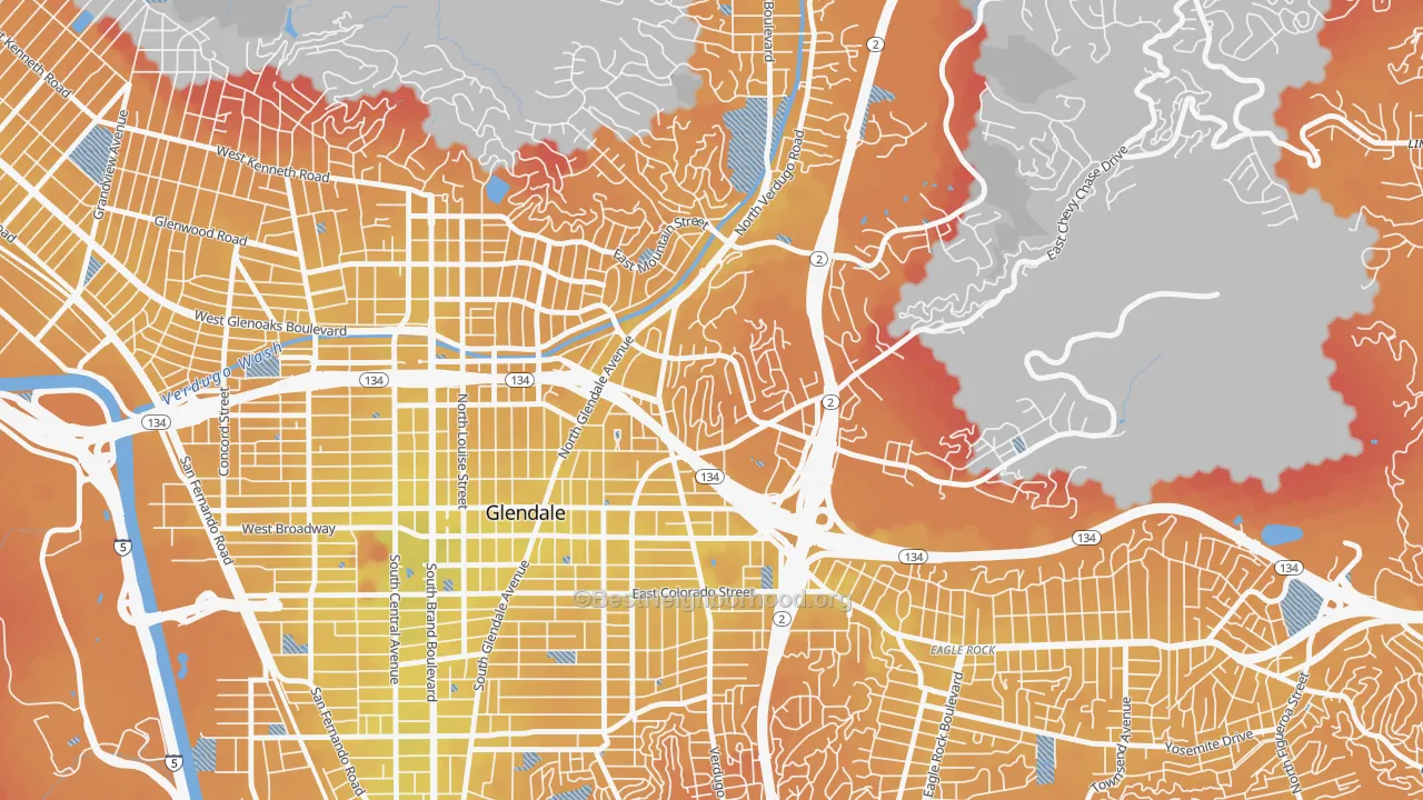 Transit Grade map of Woodbury-Glendale, Glendale, CA