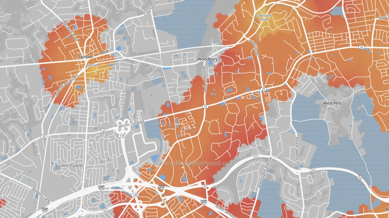 Transit Grade map of Woodbury, NY
