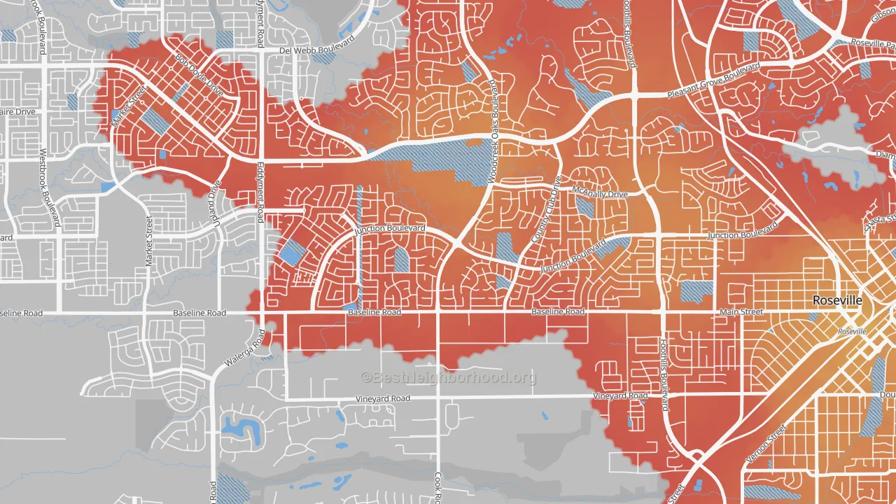 Transit Grade map of Woodcreek Oaks, Roseville, CA
