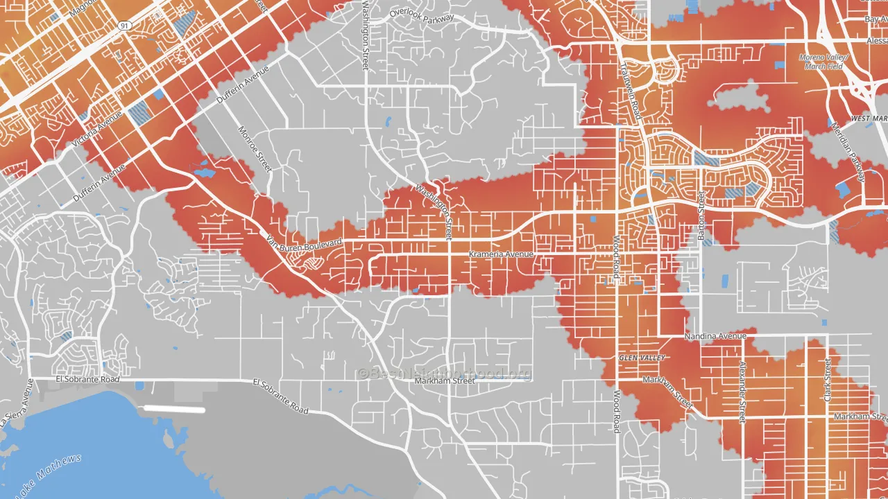 Transit Grade map of Woodcrest, CA