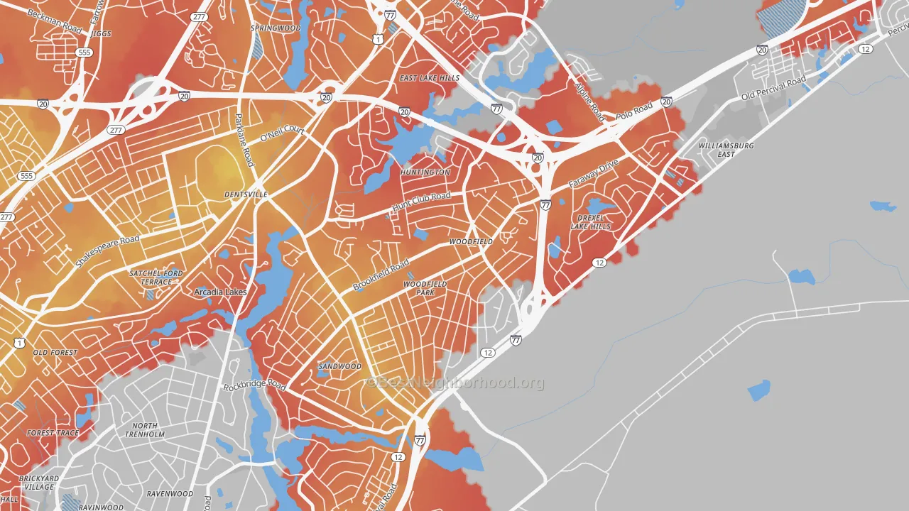 Transit Grade map of Woodfield, SC