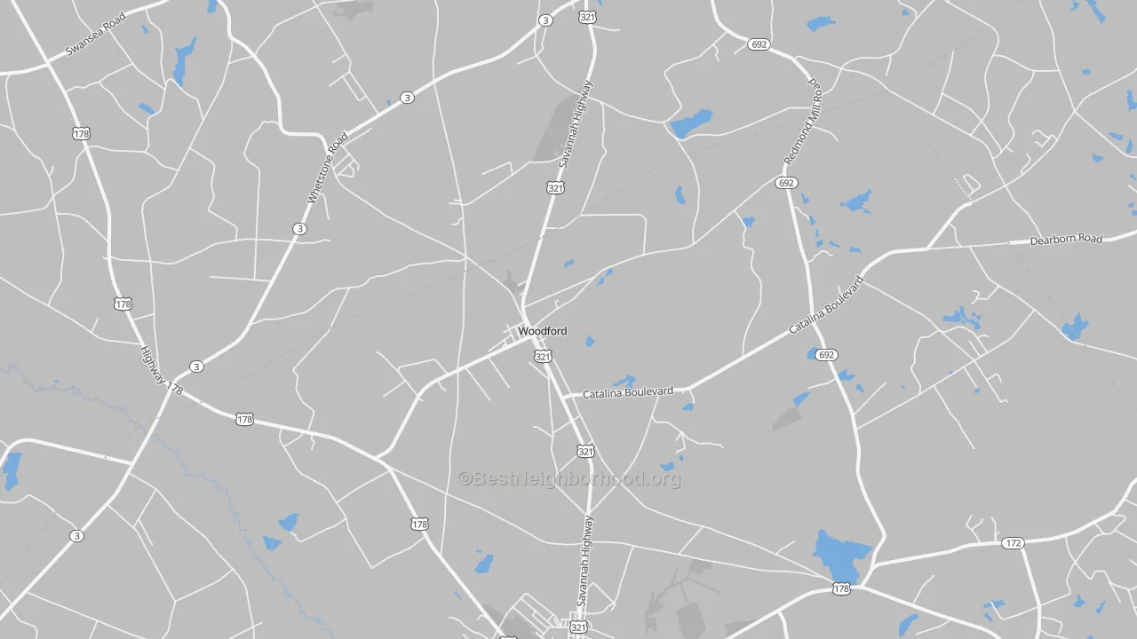Transit Grade map of Woodford, SC