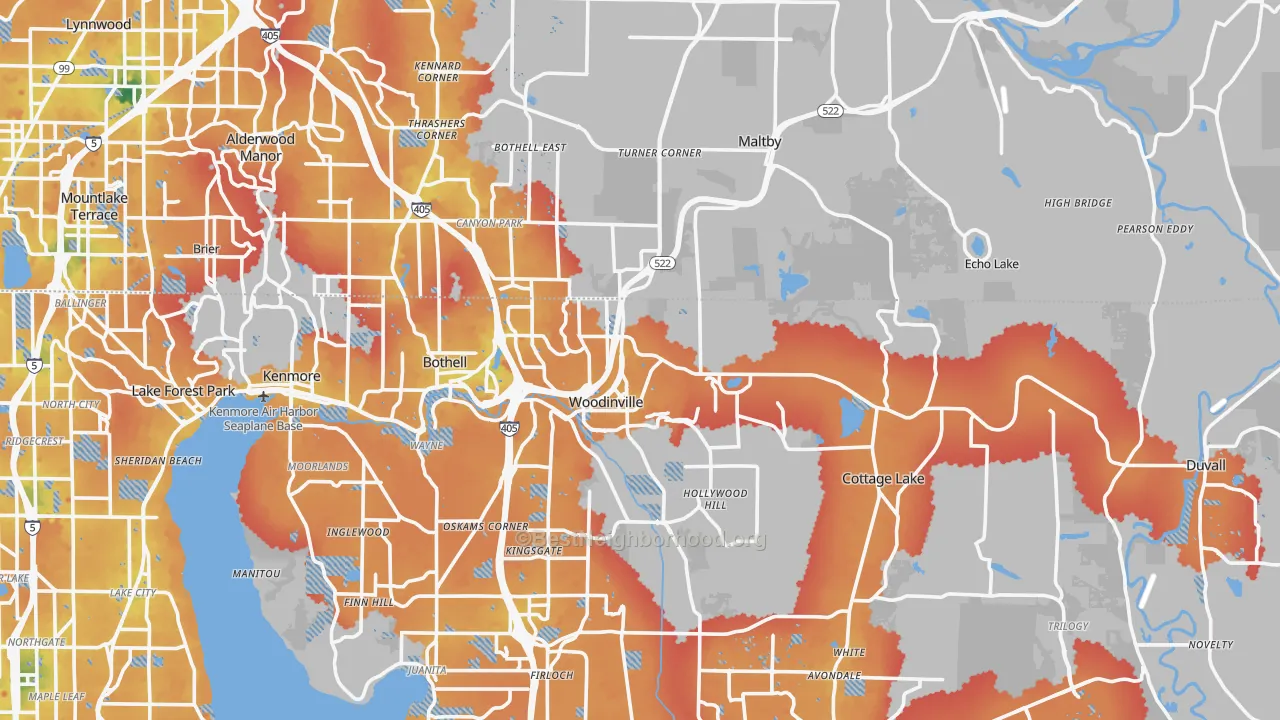 Transit Grade map of Woodinville, WA