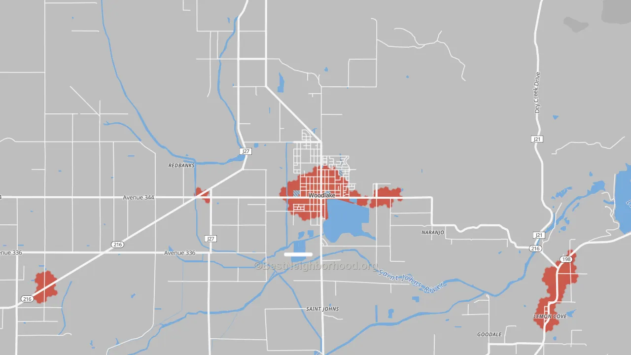 Transit Grade map of Woodlake, CA