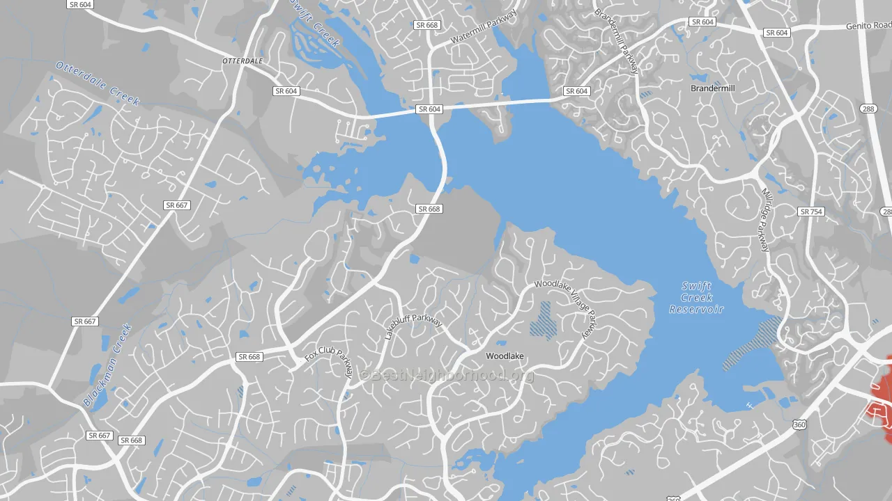 Transit Grade map of Woodlake, VA