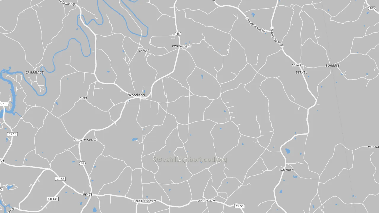 Transit Grade map of Woodland, AL