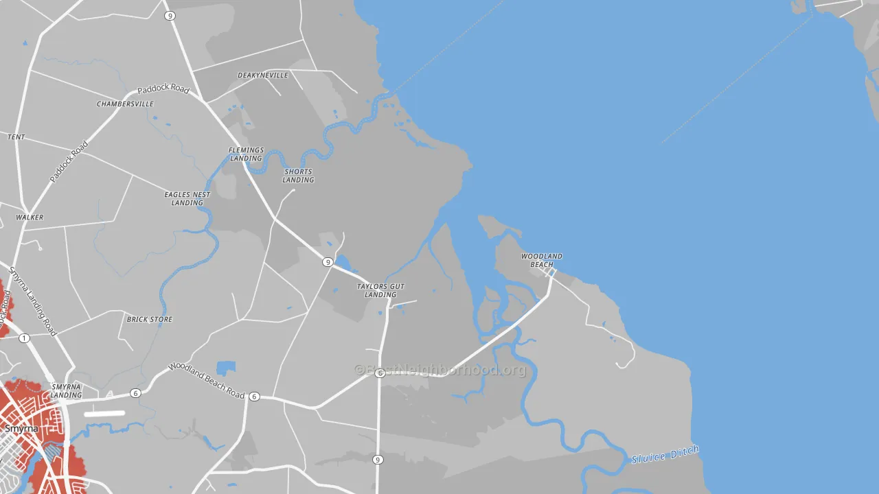 Transit Grade map of Woodland Beach, DE