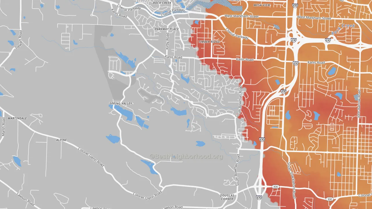 Transit Grade map of Woodland Edge, Little Rock, AR