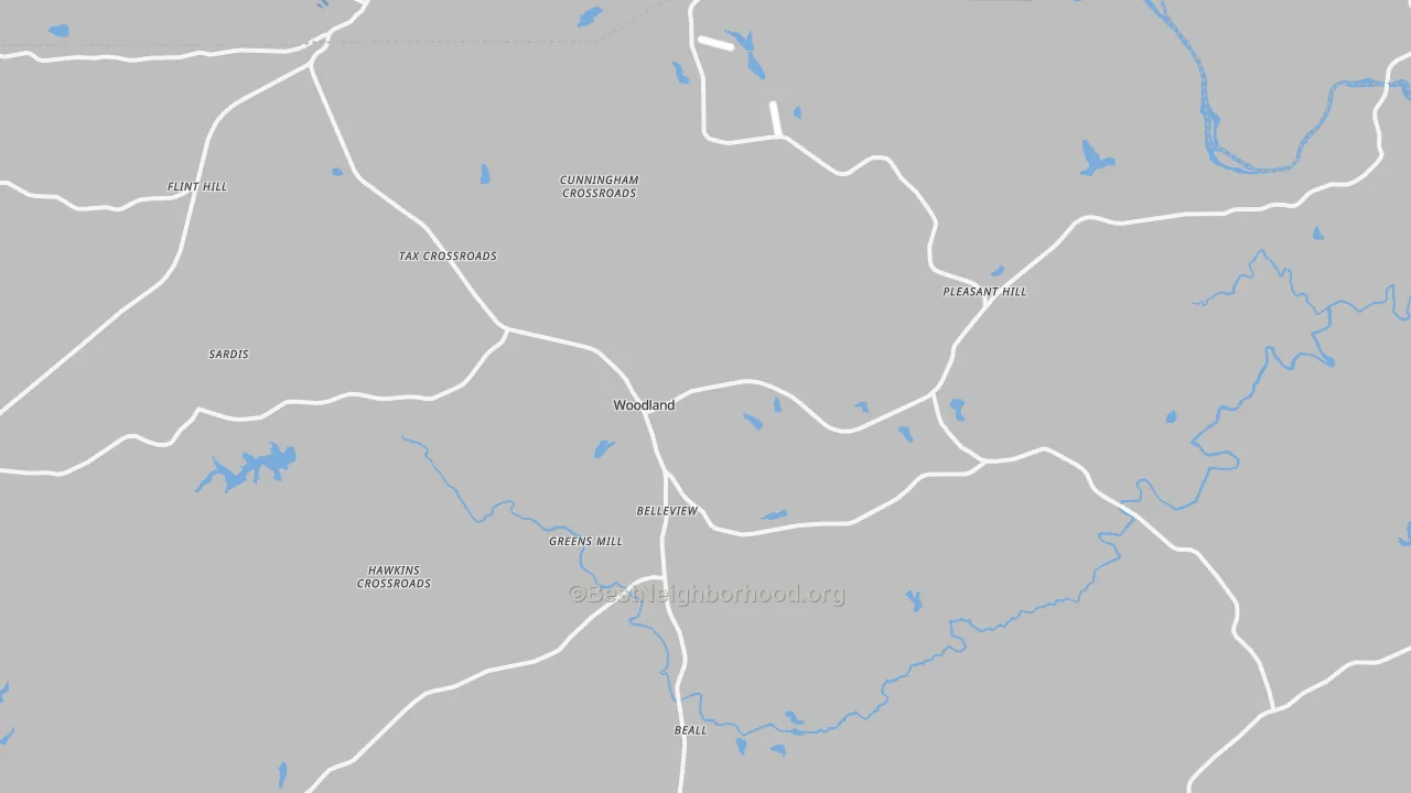 Transit Grade map of Woodland, GA
