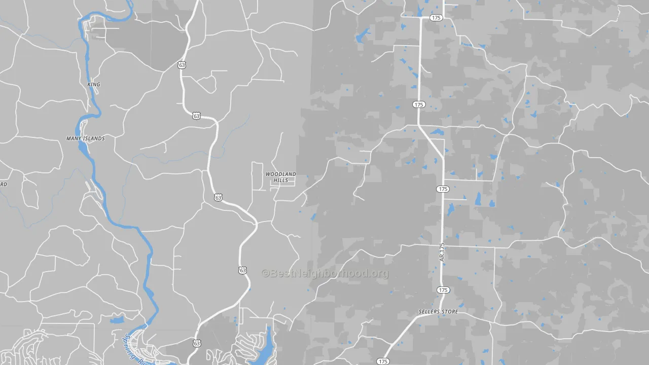 Transit Grade map of Woodland Hills, AR