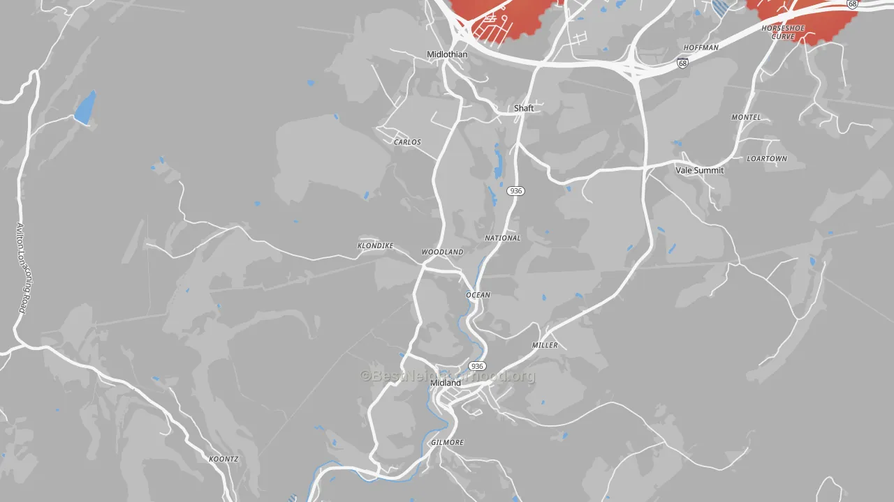 Transit Grade map of Woodland, MD
