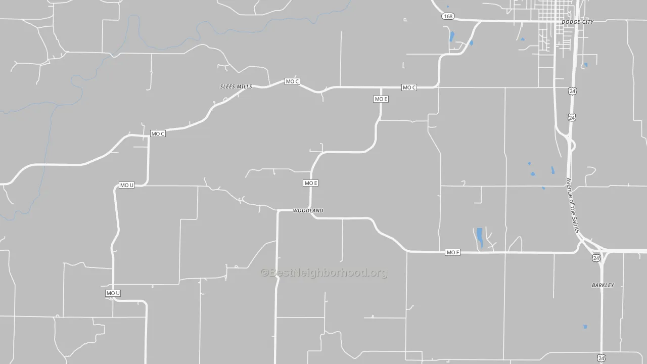 Transit Grade map of Woodland, MO