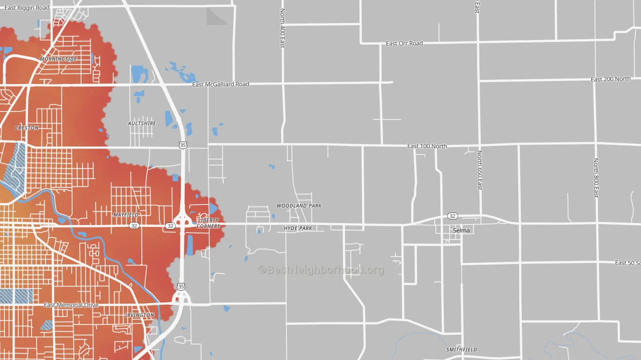Transit Grade map of Woodland Park, IN