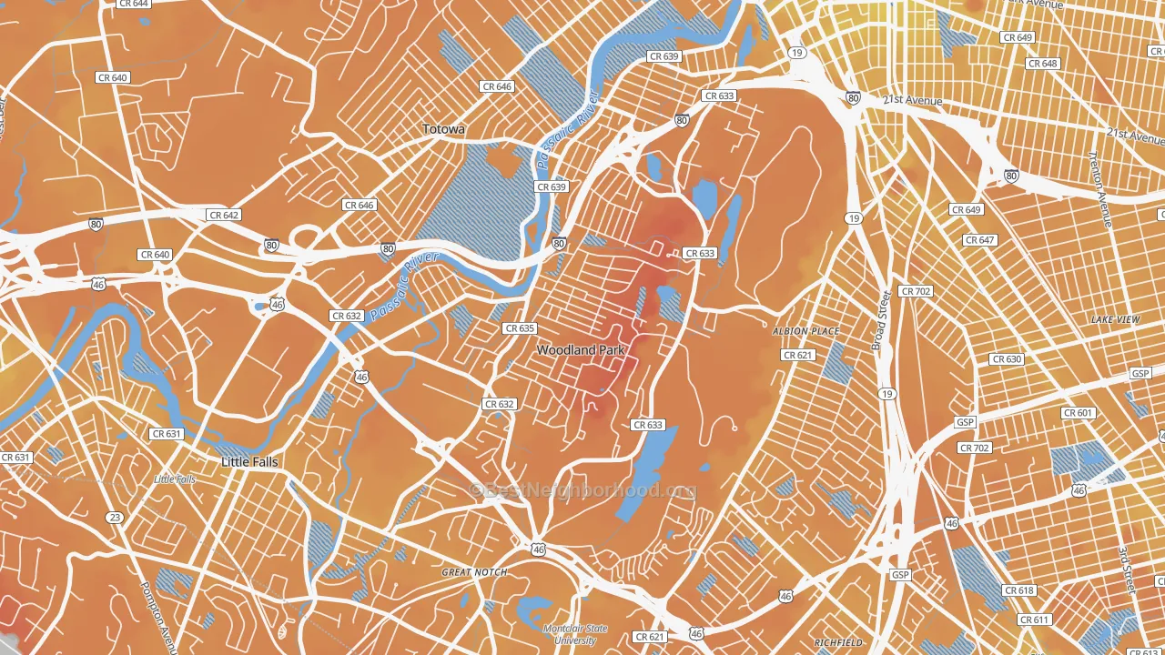 Transit Grade map of Woodland Park, NJ