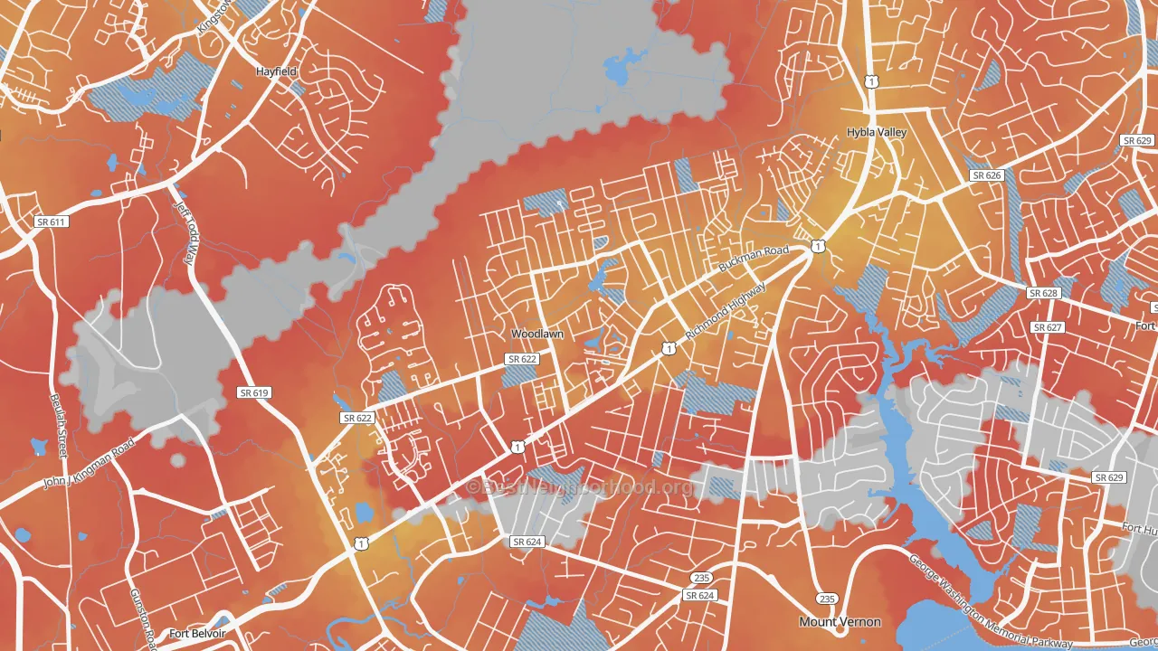 Transit Grade map of Woodlawn, Alexandria, VA