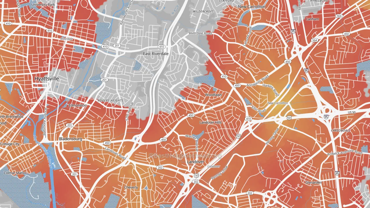 Transit Grade map of Woodlawn Hayattsville, Hyattsville, MD