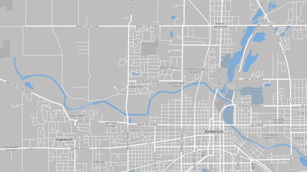 Transit Grade map of Woodlawn Heights, IN