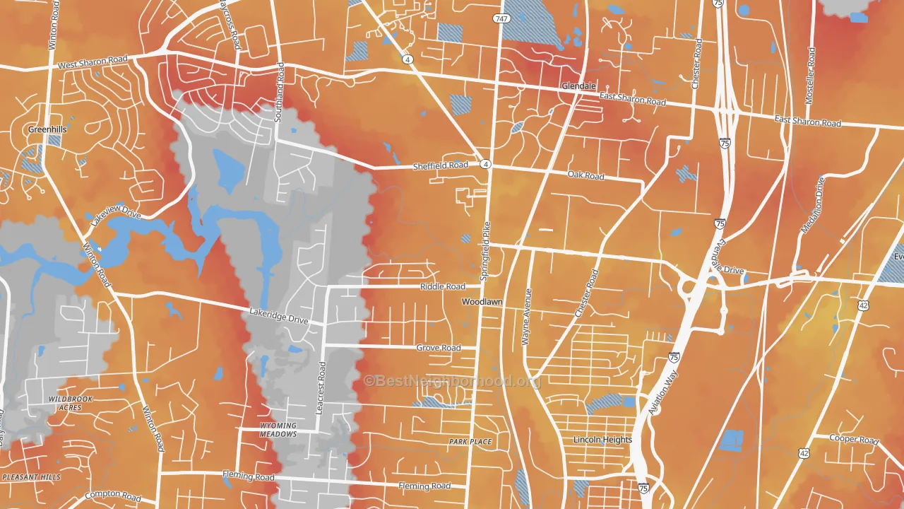 Transit Grade map of Woodlawn, OH