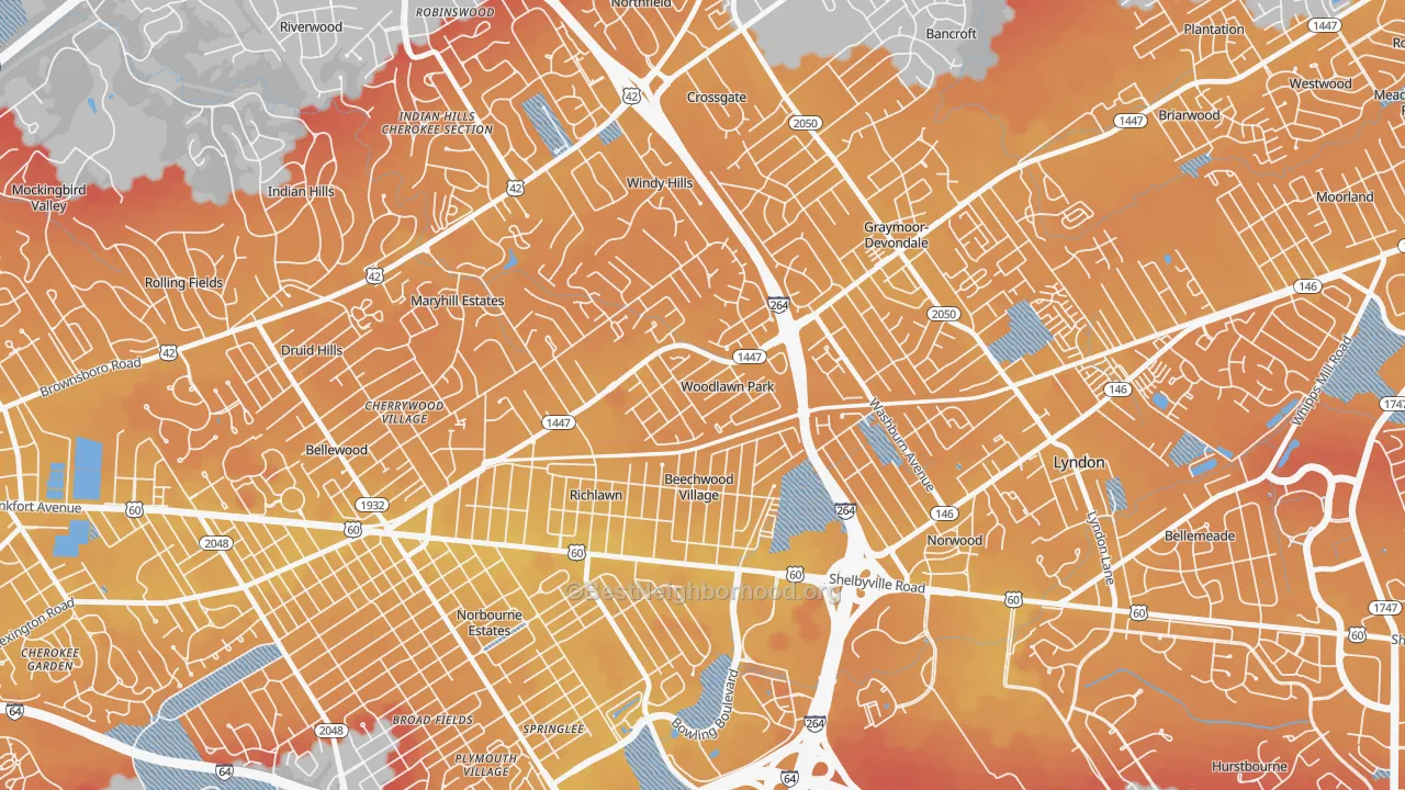 Transit Grade map of Woodlawn Park, KY